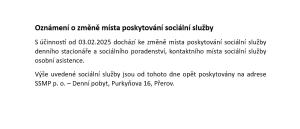 Oznámení o změně místa