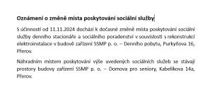 Změna místa poskytování služby